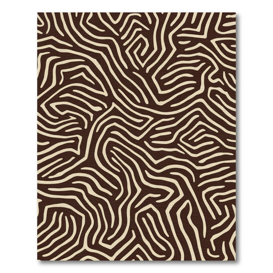 Dark Brown Organic Maze Lines Rug