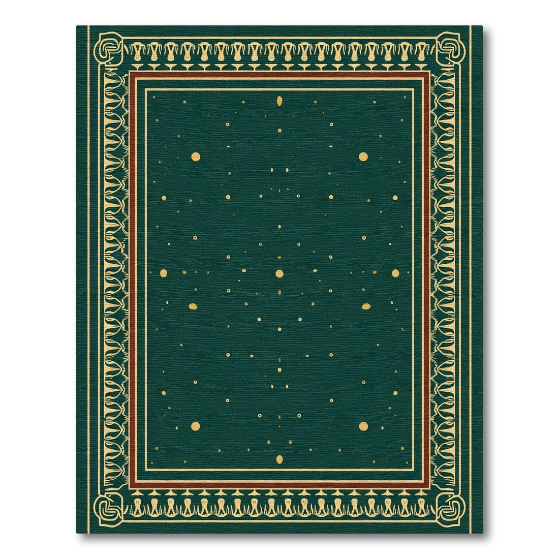 Emerald Gold Scattered Dots Border Rug