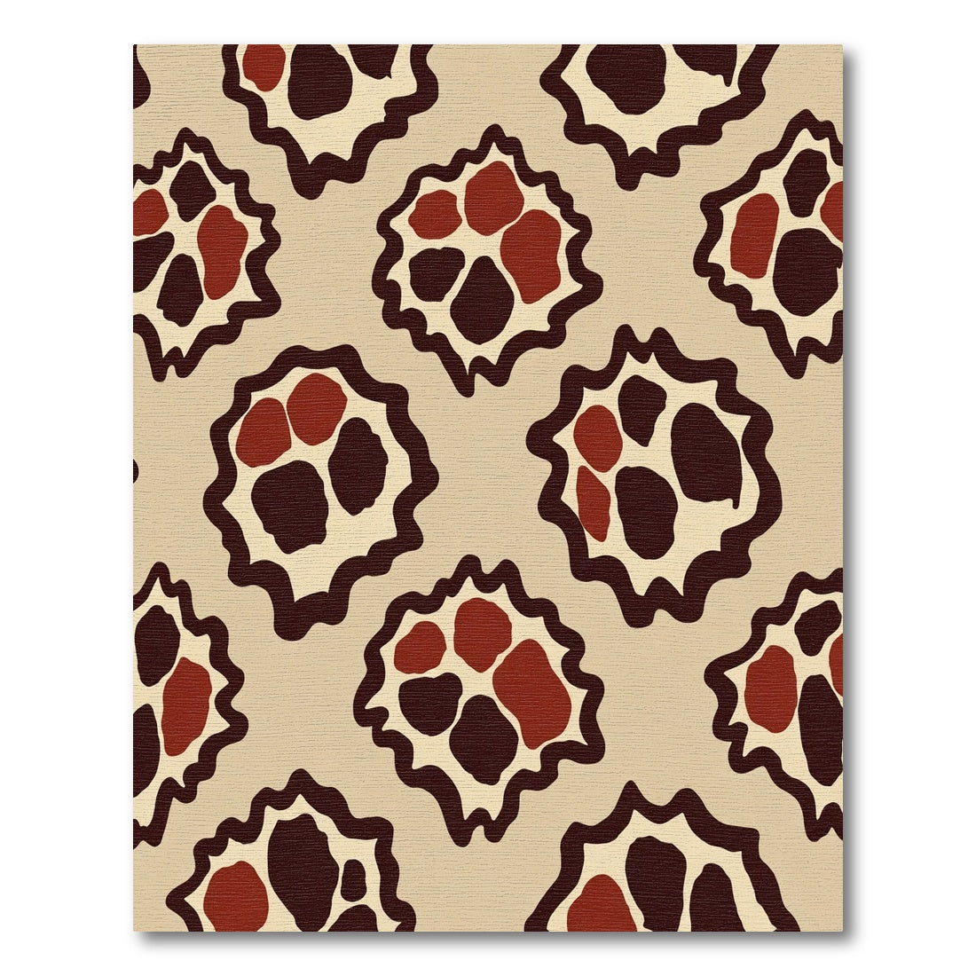 Abstract Tribal Red Brown Organic Rug