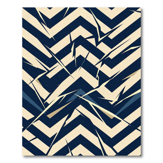 Navy Blue Geometric Chevron Abstract Rug