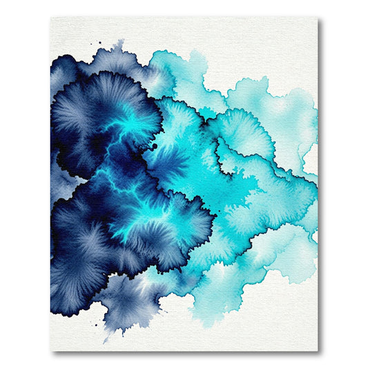 Deep Blue Aqua Splatter Abstract Rug