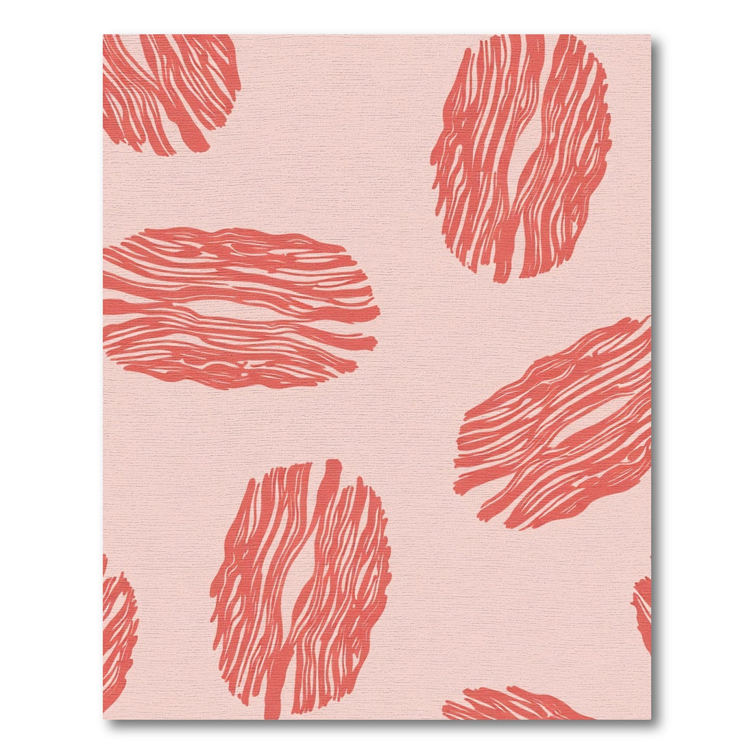 Coral Abstract Wood Grain Ovals Rug