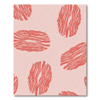 Coral Abstract Wood Grain Ovals Rug