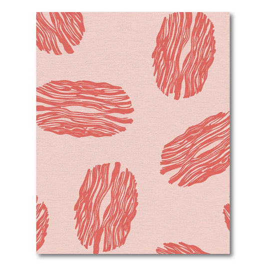Coral Abstract Wood Grain Ovals Rug