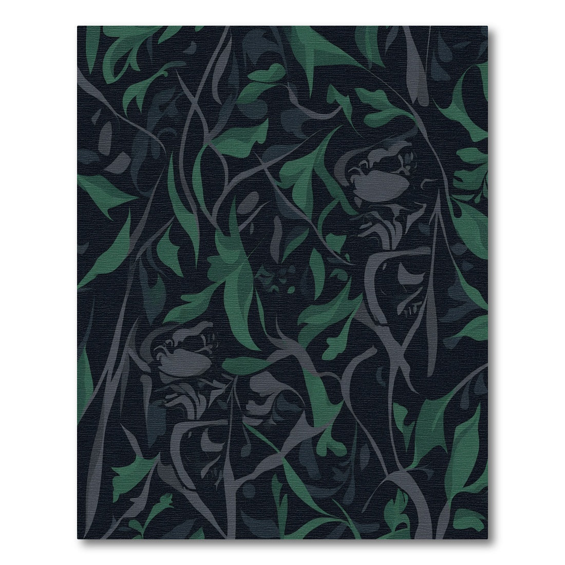 Dark Green Foliage Swirl Rug