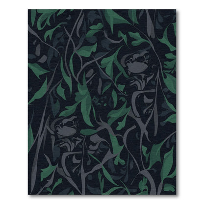 Dark Green Foliage Swirl Rug