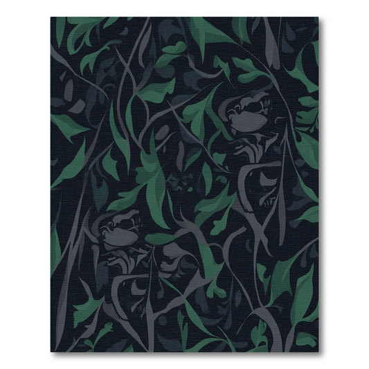 Dark Green Foliage Swirl Rug