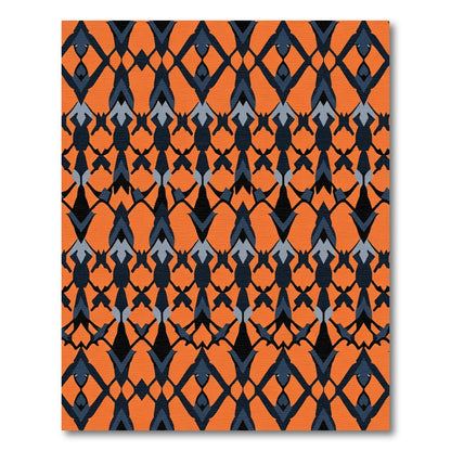 Bold Orange Geometric Lattice Rug