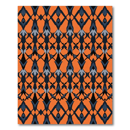 Bold Orange Geometric Lattice Rug