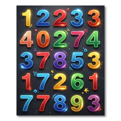 Vibrant Glossy Multicolor Numbers Rug