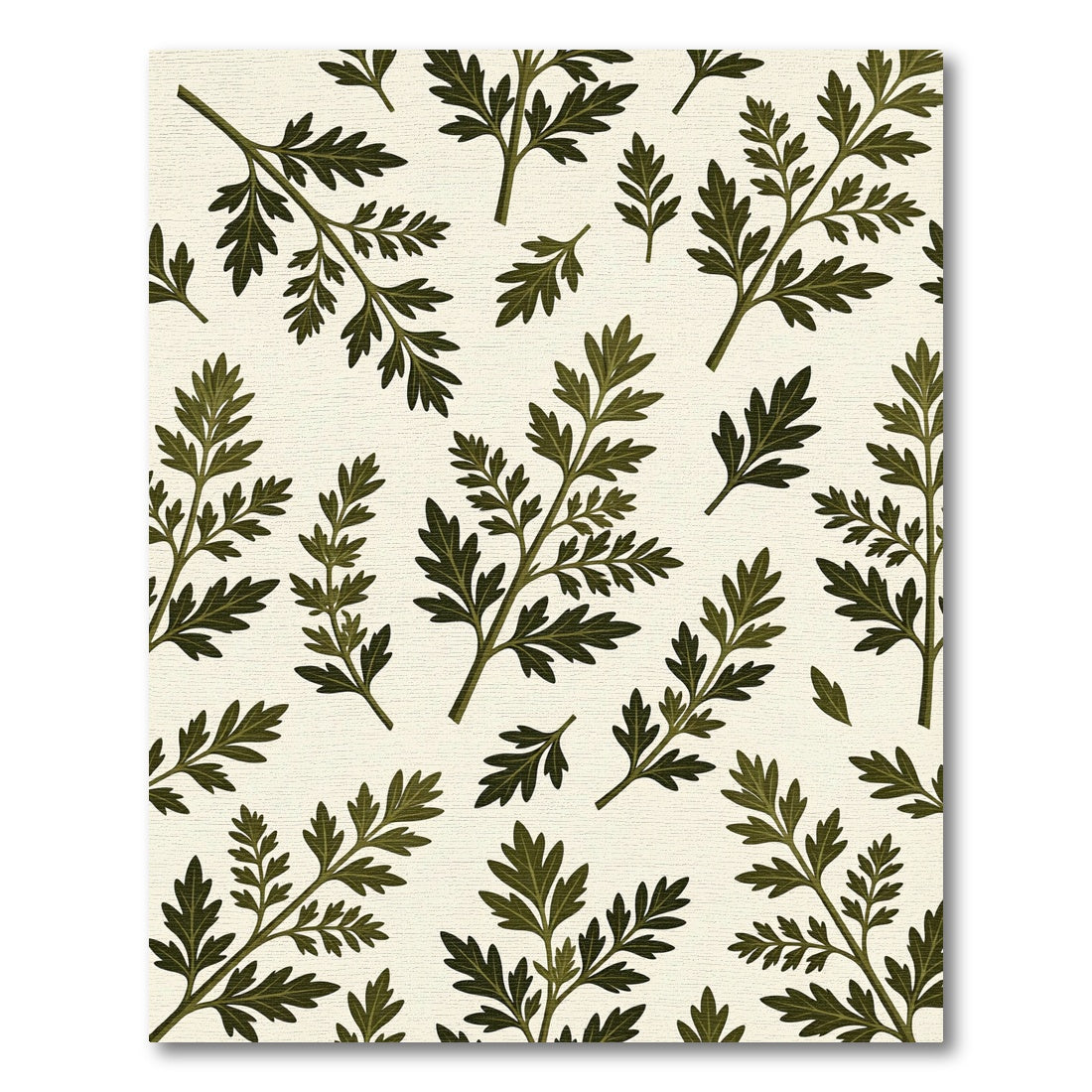Dark Green Fern Frond Botanical Rug