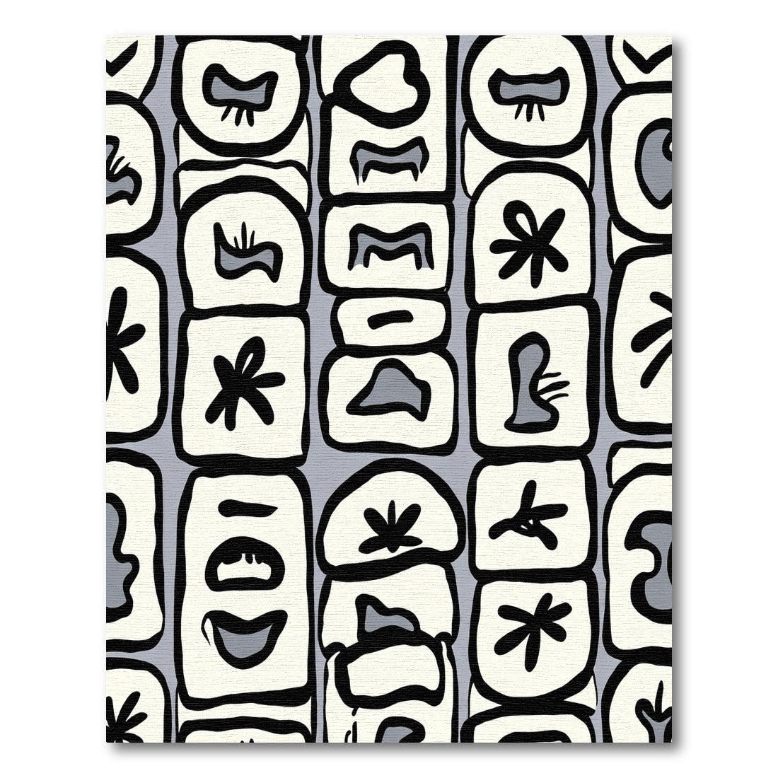 Mid Century Abstract Monochromatic Grid Rug