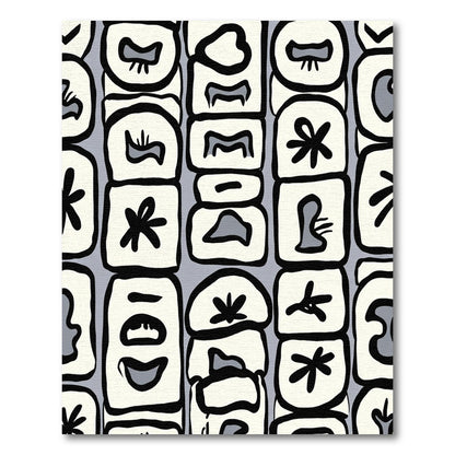 Mid Century Abstract Monochromatic Grid Rug