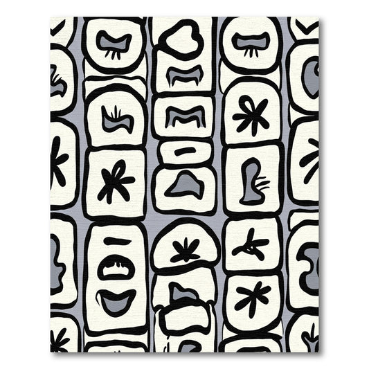 Mid Century Abstract Monochromatic Grid Rug