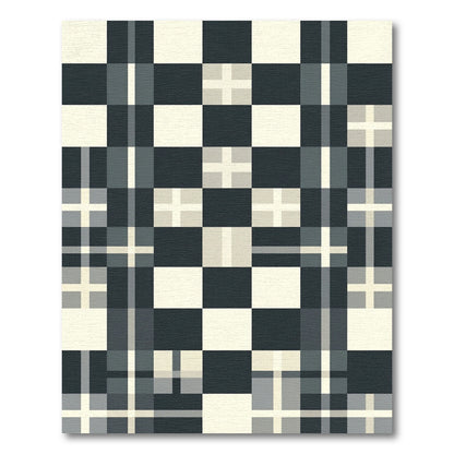 Monochrome Plaid Squared Grid Rug