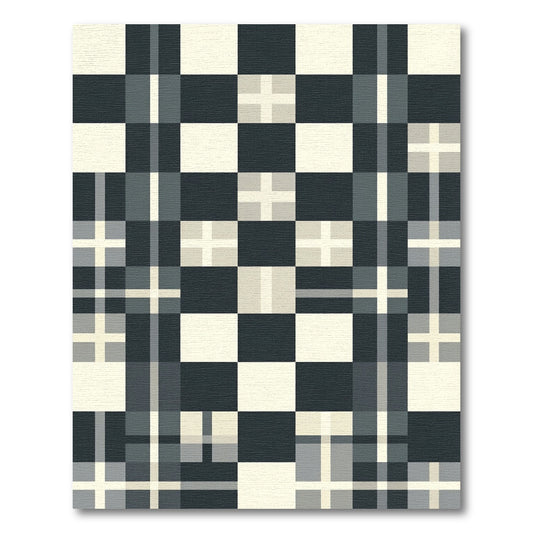 Monochrome Plaid Squared Grid Rug
