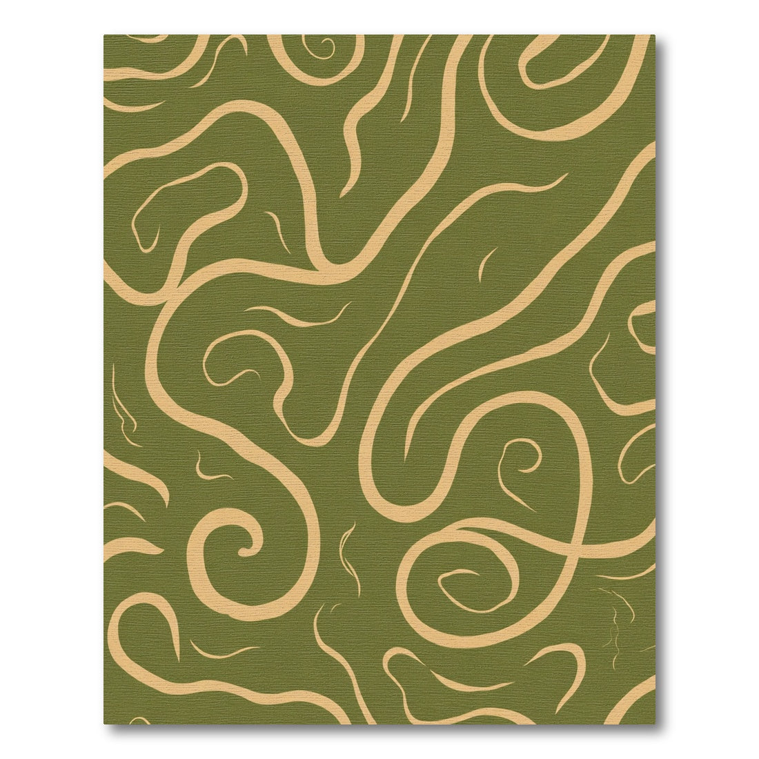 Olive Swirls Cream Abstract Lines Rug
