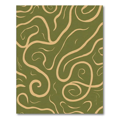 Olive Swirls Cream Abstract Lines Rug