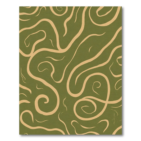Olive Swirls Cream Abstract Lines Rug