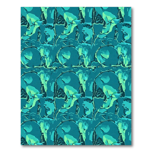 Cyan Skull Abstract Repeat Rug