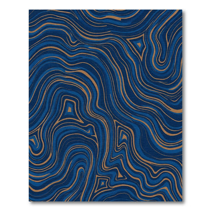 Deep Blue Gold Agate Swirl Rug