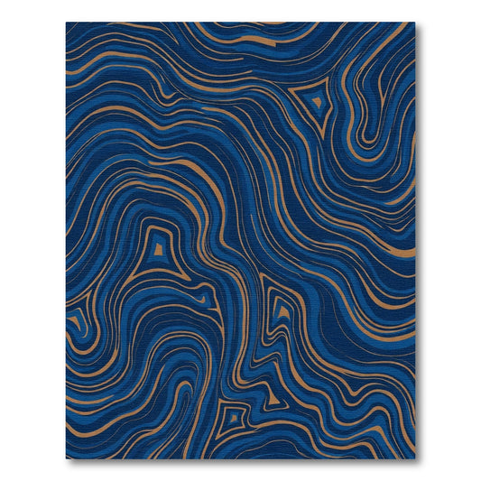 Deep Blue Gold Agate Swirl Rug