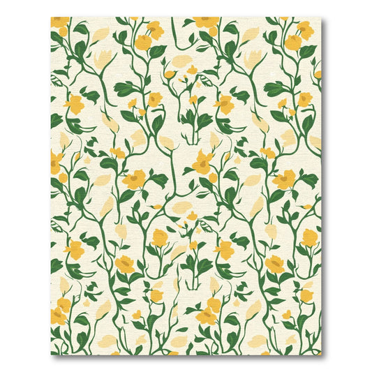 Delicate Yellow Floral Vine Rug