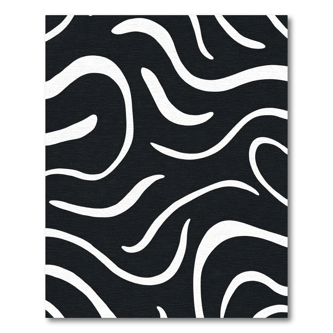 Chic Black White Abstract Swirls Rug