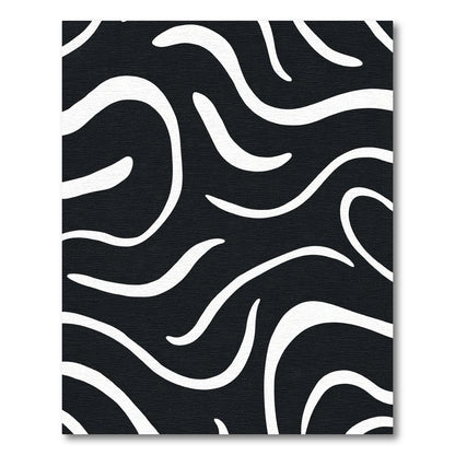Chic Black White Abstract Swirls Rug