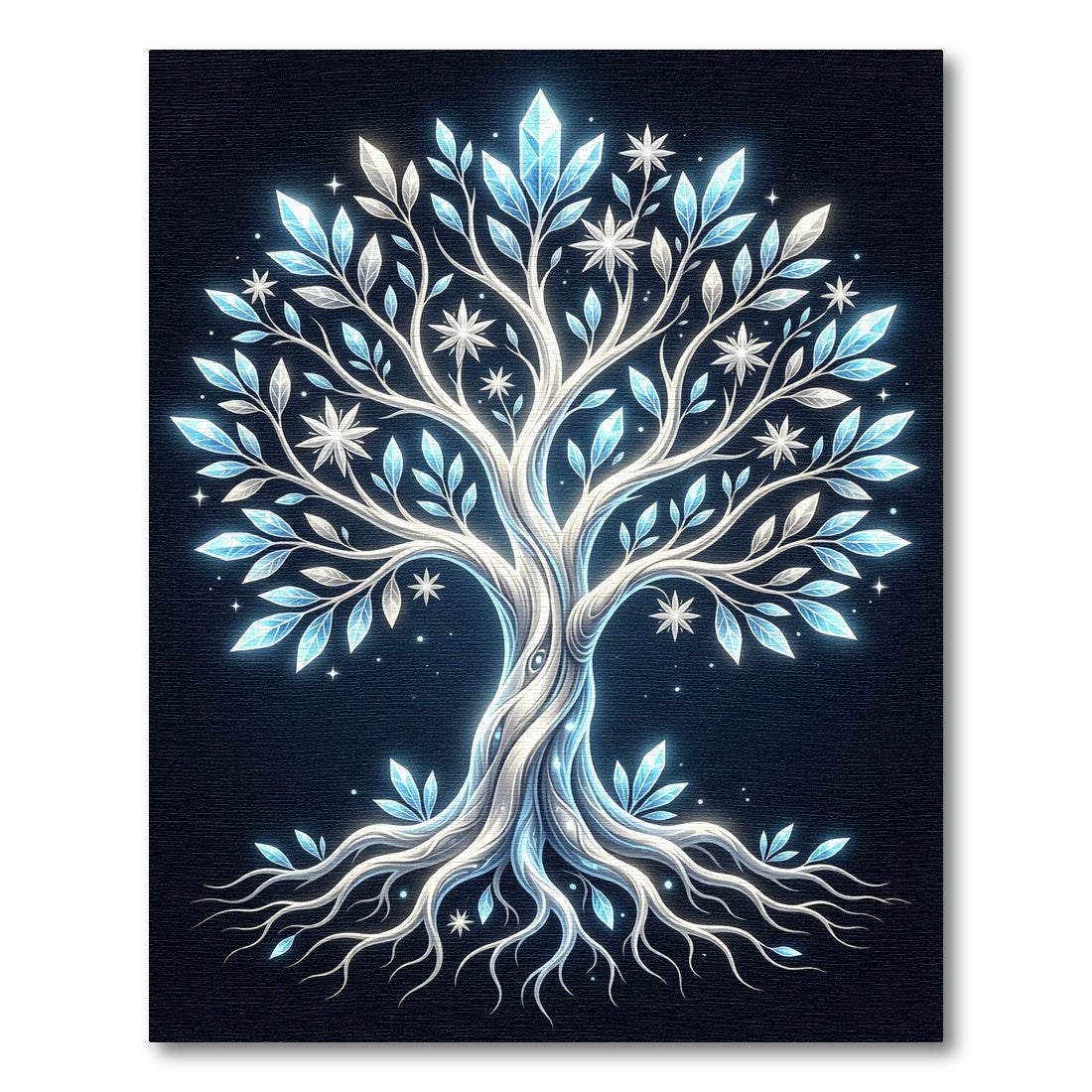 Luminous Crystal Frost Tree Illustration Rug