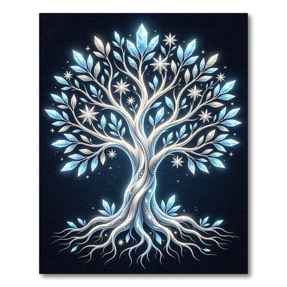 Luminous Crystal Frost Tree Illustration Rug