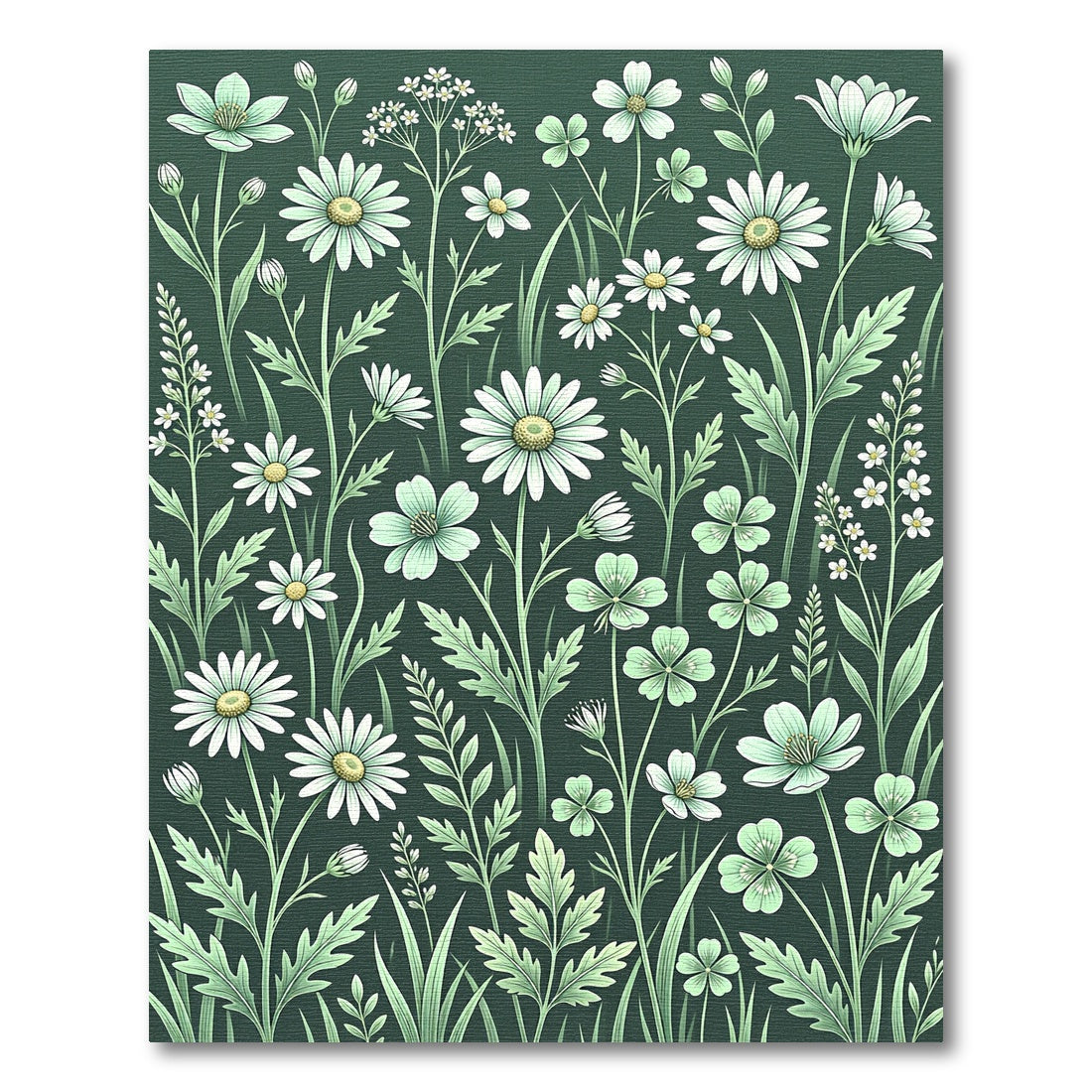 Charming Botanical White Daisy Meadow Rug