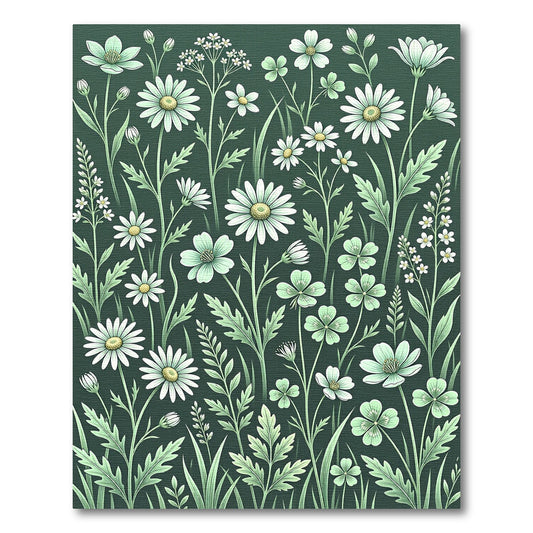 Charming Botanical White Daisy Meadow Rug