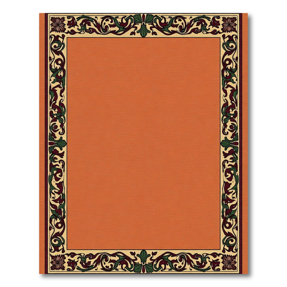 Ornate Earthy Tone Floral Border Rug