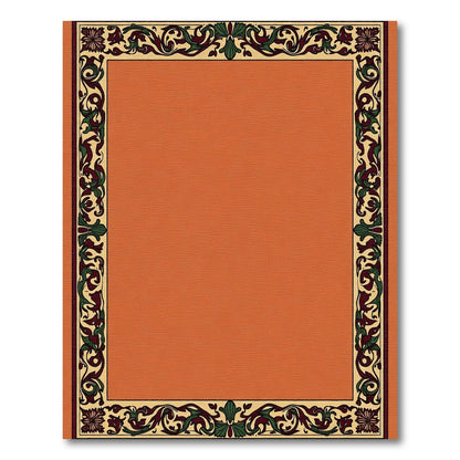 Ornate Earthy Tone Floral Border Rug