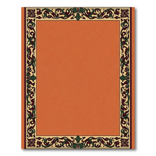 Ornate Earthy Tone Floral Border Rug