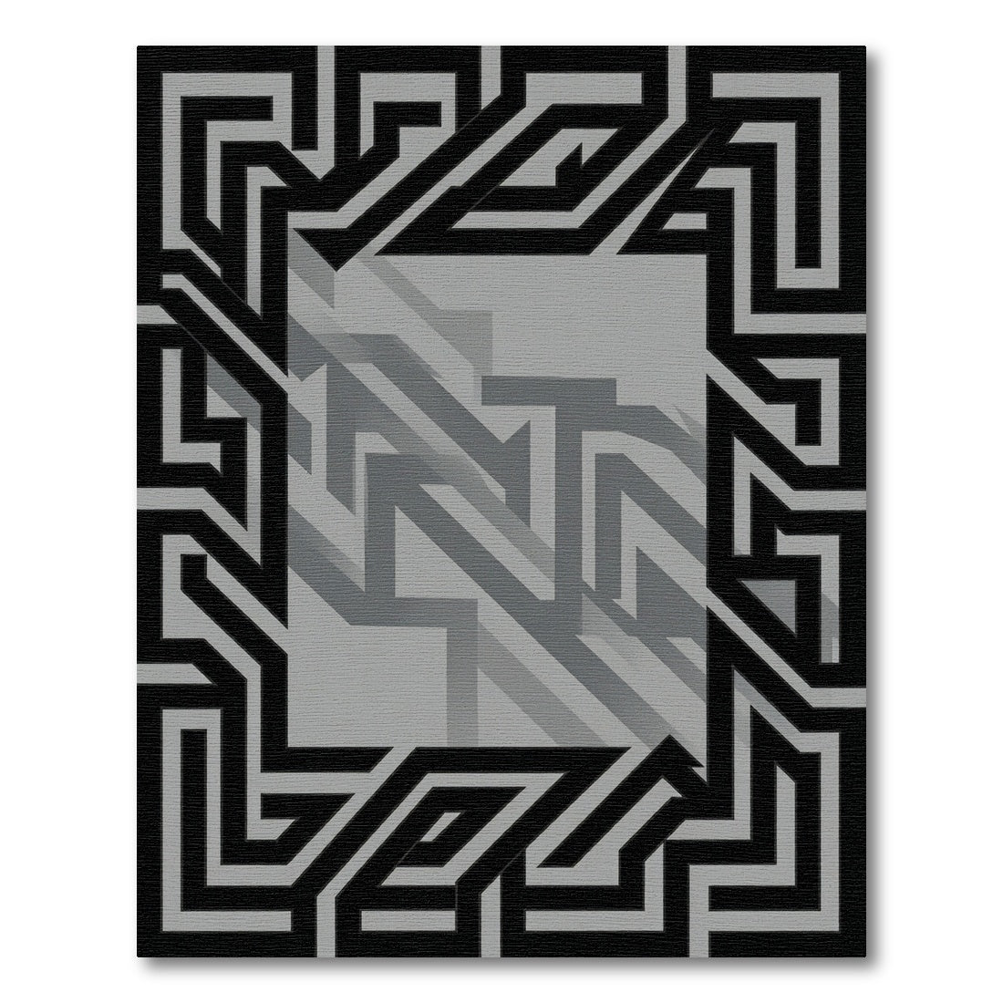 Bold Black Geometric Maze Rug