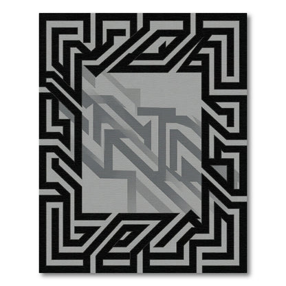 Bold Black Geometric Maze Rug