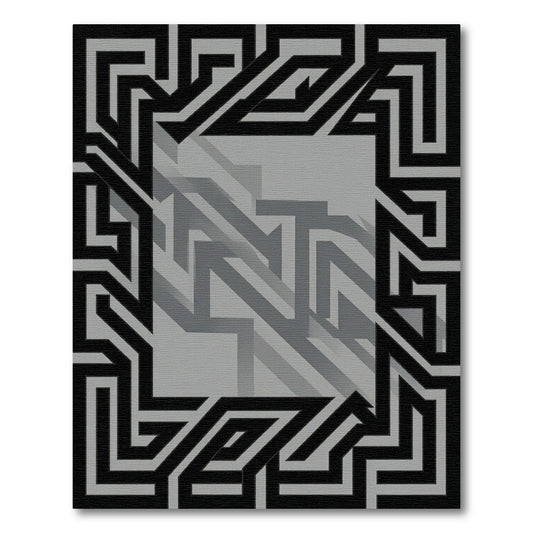 Bold Black Geometric Maze Rug