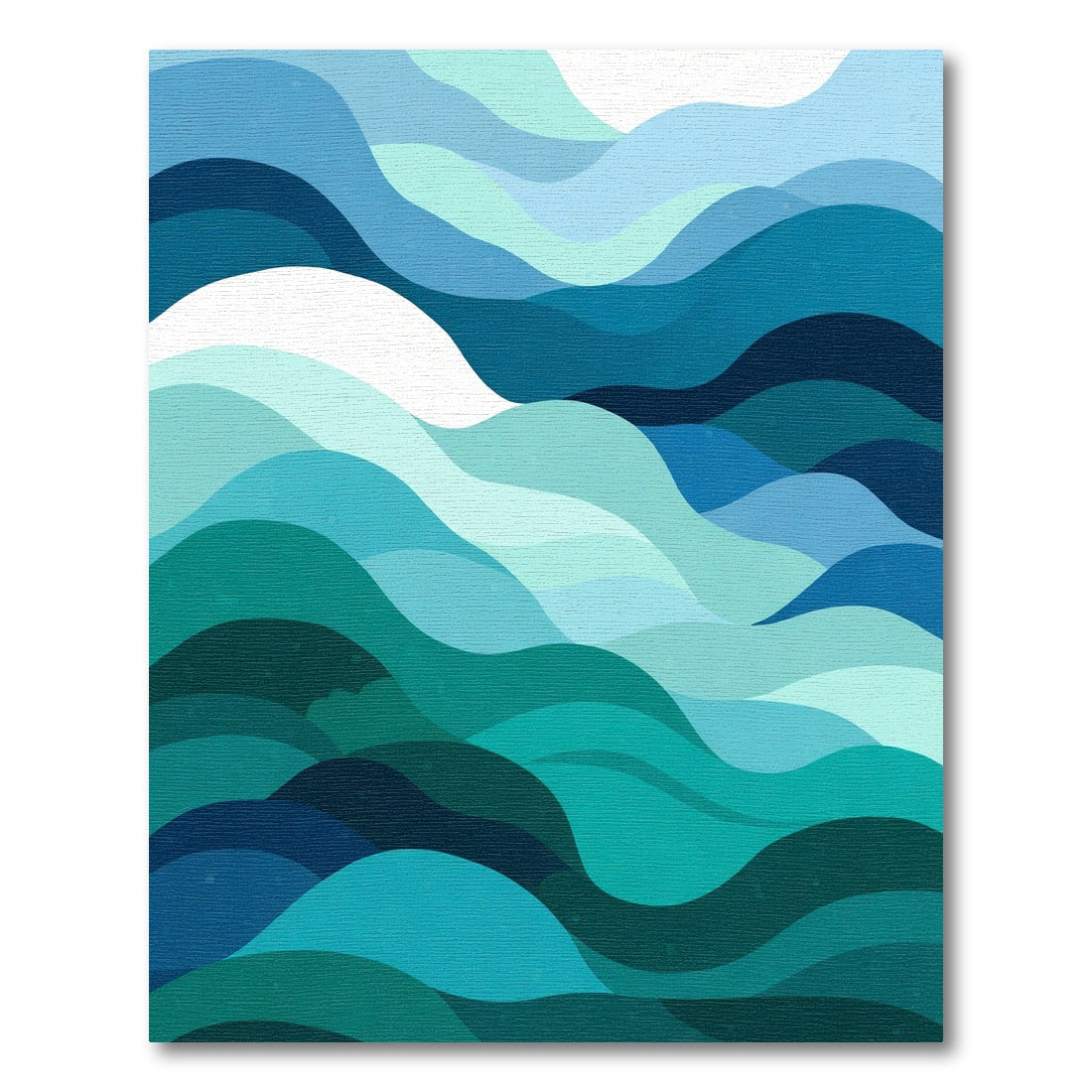 Abstract Teal Blue Ocean Waves Rug