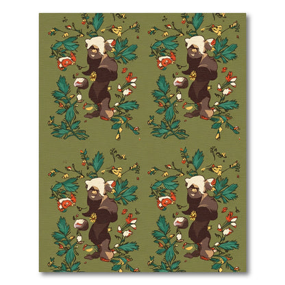 Whimsical Bear Floral Meadow Rug