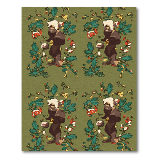 Whimsical Bear Floral Meadow Rug