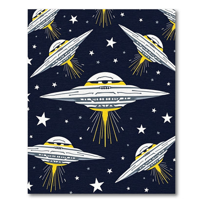 Whimsical Navy UFO Star Trail Rug
