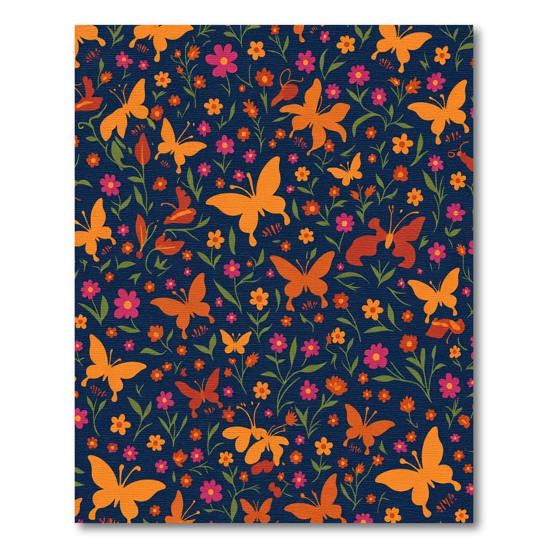 Orange Butterfly Floral Garden Dark Rug