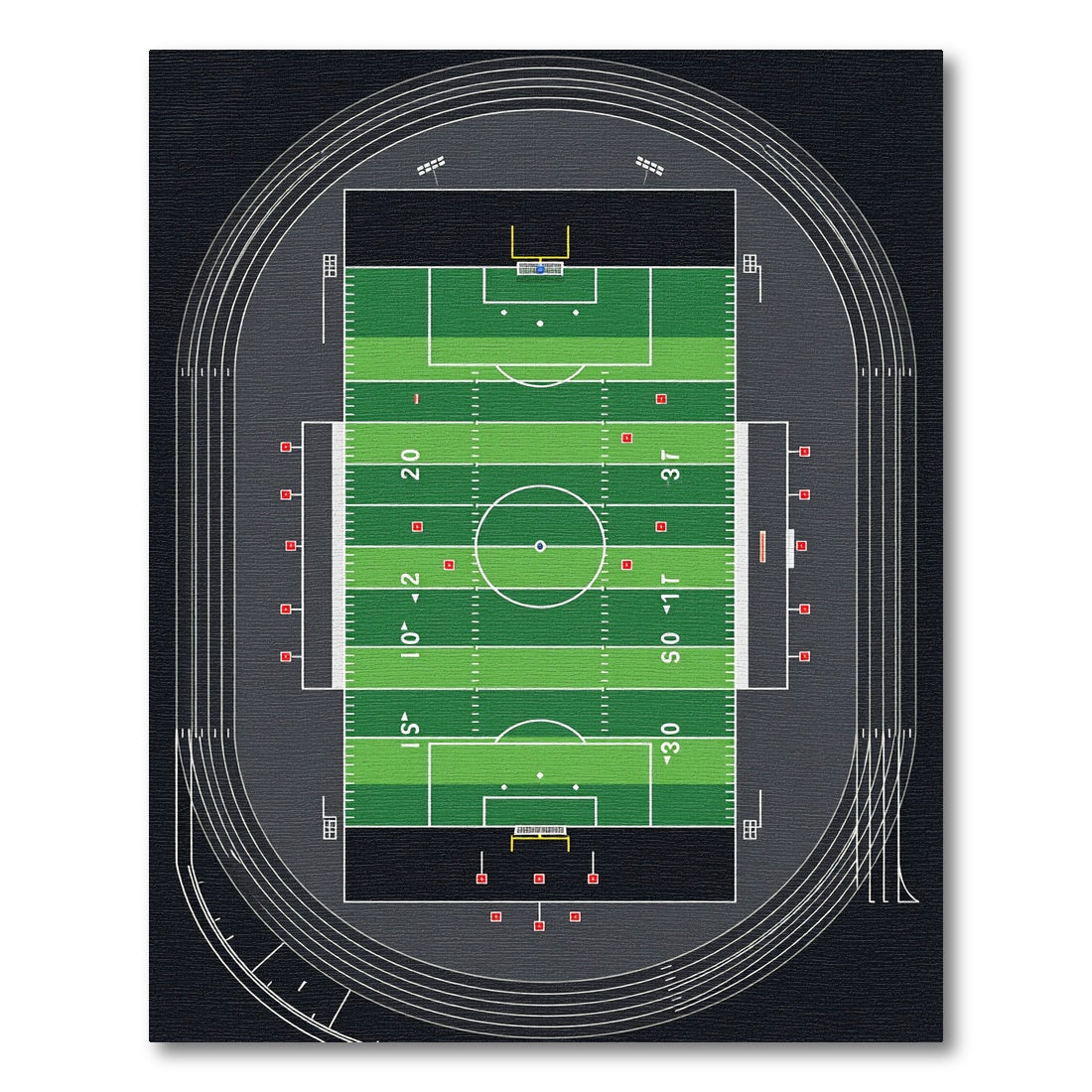 Vibrant Green Stadium Athletic Field Rug