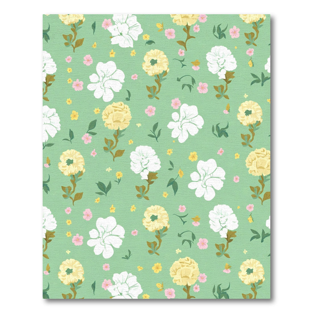 White Yellow Pink Floral Botanical Garden Rug