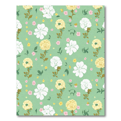 White Yellow Pink Floral Botanical Garden Rug