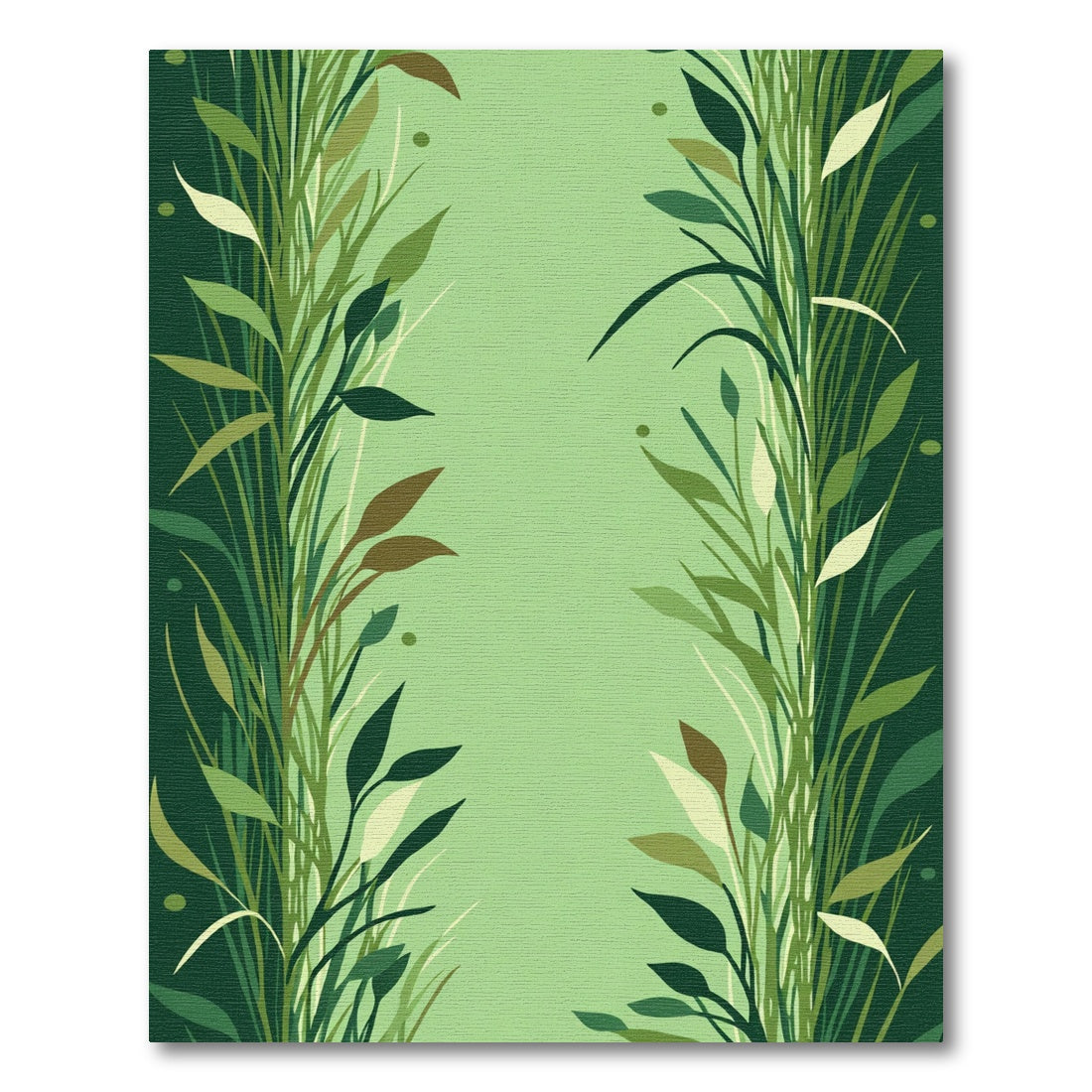 Verdant Green Leafy Grass Border Rug