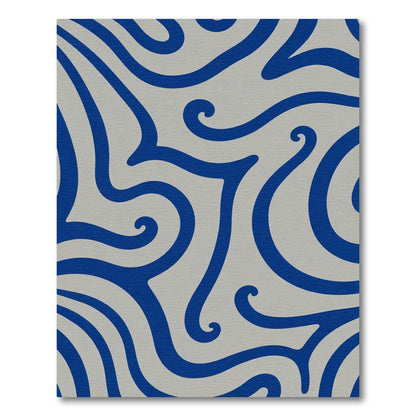 Royal Blue Swirl Abstract Flow Rug