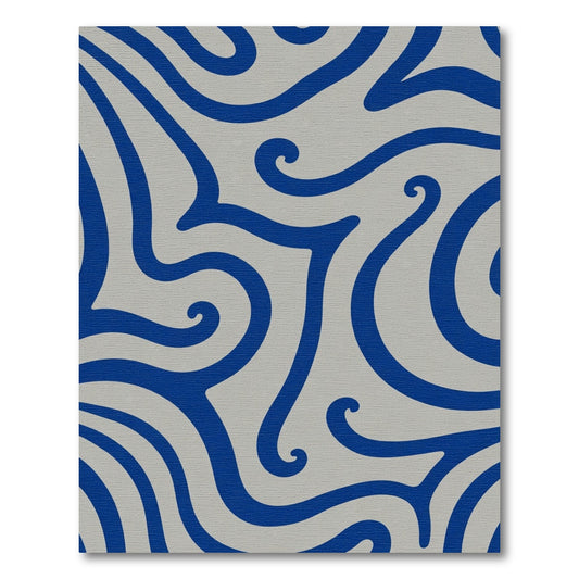 Royal Blue Swirl Abstract Flow Rug